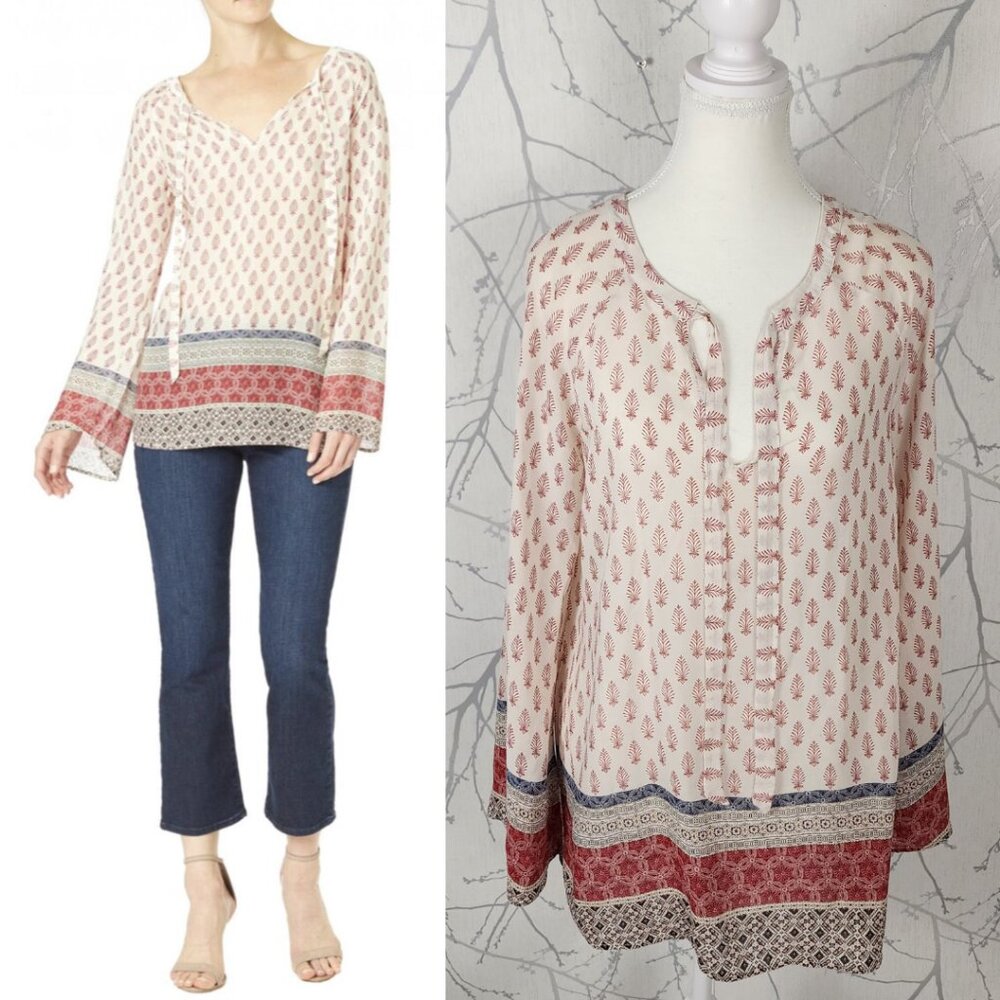 Sanctuary Mori Tribal Printed Flowy Sleeve Peasant Top
